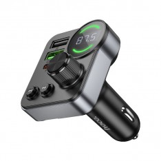 FM модулятор / зарядка в машину Hoco E86 (PD30W+QC3.0) цвет: металлик