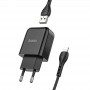 Сетевое зарядное Hoco N2 (Lightning кабель), черный