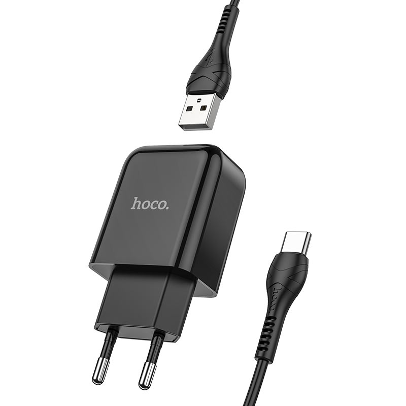 Сетевое зарядное Hoco N2 (Type-C кабель), черный