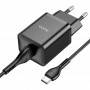 Сетевое зарядное Hoco N26 USB QC3.0, с кабелем Type-C, черный