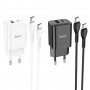 Зарядное устройство USB QC /PD 20W + кабель Type C , Hoco N28 черный