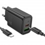 Сетевое зарядное Hoco N61 PD 20W + USB QC3.0, набор с кабелем Type-C - Type-C, черный