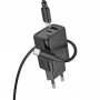 Сетевое зарядное Hoco N63 PD 30W, с кабелем Type-C, черный