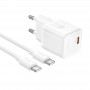 Сетевое зарядное Hoco N64 PD 20W, набор с кабелем Type-C - Type-C, белый