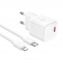 Сетевое зарядное Hoco N66 PD 35W, набор с кабелем Type-C - Lightning белый