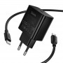 Сетевое зарядное Hoco N77 (PD45W, набор с кабелем Type-C - Type-C)  цвет: черный