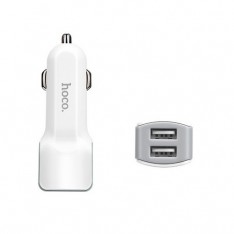 Автомобильное зарядное устройство, Hoco Z23 Grand style, с двумя USB-разъемами, 2,4A, цвет белый