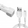 Зарядка в машину для iPhone Hoco Z23 + кабель Lightning, белый