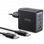 Сетевое зарядное Joyroom TCG02 GaN Ultra 67W 2C2A Fast Charger-Black+100W C to C Cable 1.2m-Black Euro