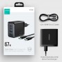 Сетевое зарядное Joyroom TCG02 GaN Ultra 67W 2C2A Fast Charger-Black+100W C to C Cable 1.2m-Black Euro