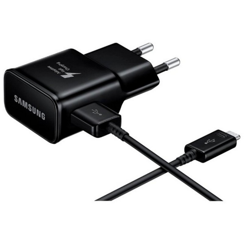 Оригинальное зарядное устройство Samsung EP-TA20EBECGRU, кабель Type-C, черный