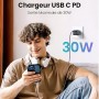 Сетевое зарядное UGREEN CD319-90666; Nexode Mini GaN, 1*USB-C 30W, Space Gray