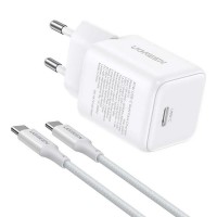 Сетевое зарядное UGREEN X513 Mini GaN 30W 1xUSB-C White, комплект с кабелем Type-C