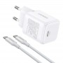 Сетевое зарядное UGREEN X513 Mini GaN 30W 1xUSB-C White, комплект с кабелем Type-C